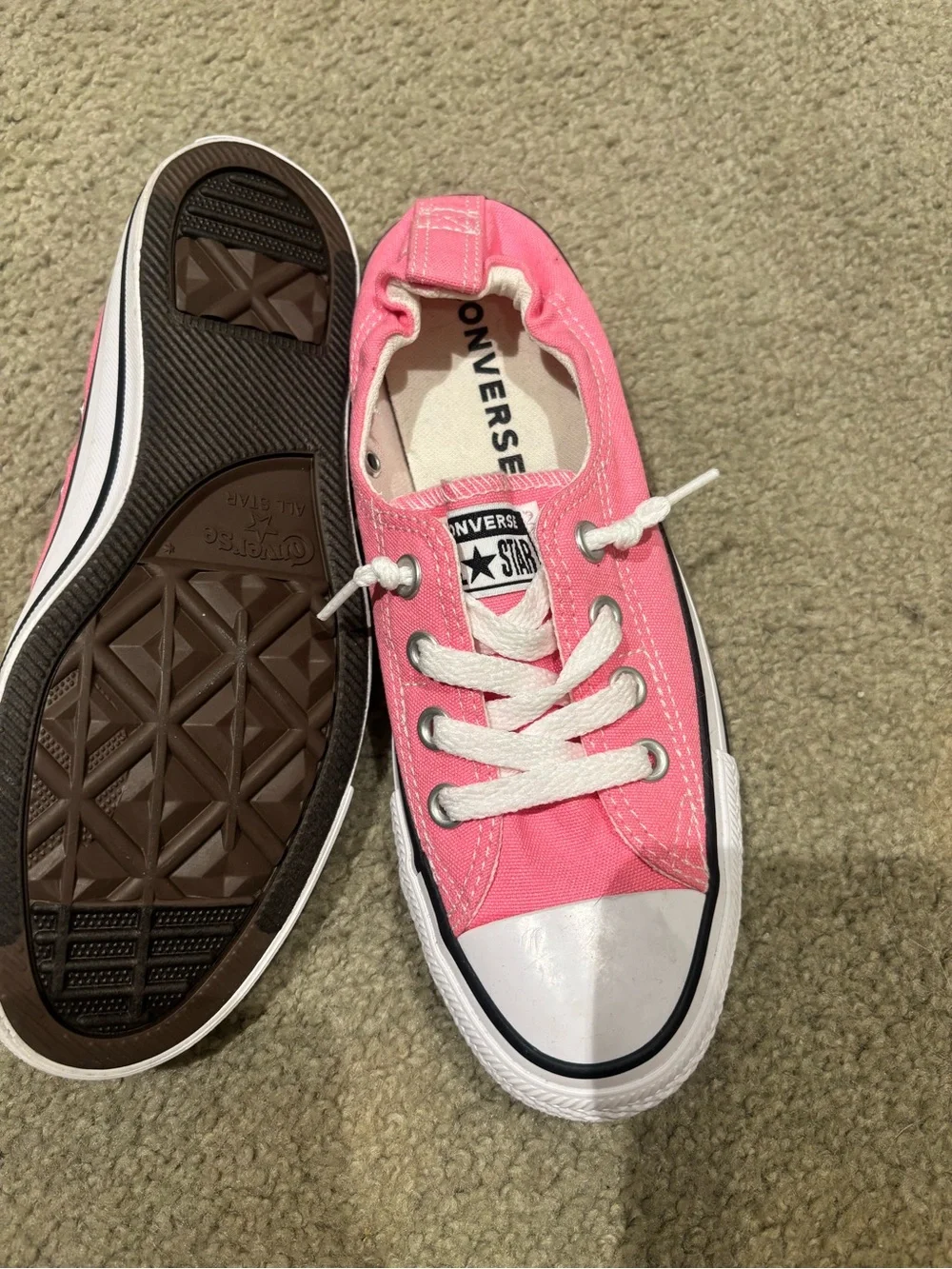 Converse Shoreline Women’s Pink Low-Top Canvas Sneakers with White Trim - Picture 3 of 4